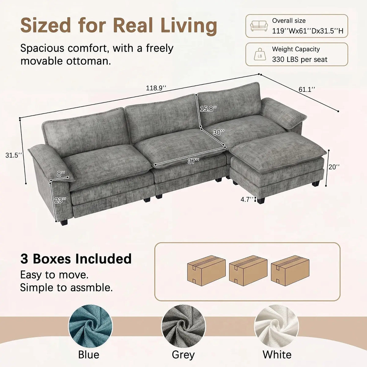 Harper Modular Corner Sofa with Ottoman