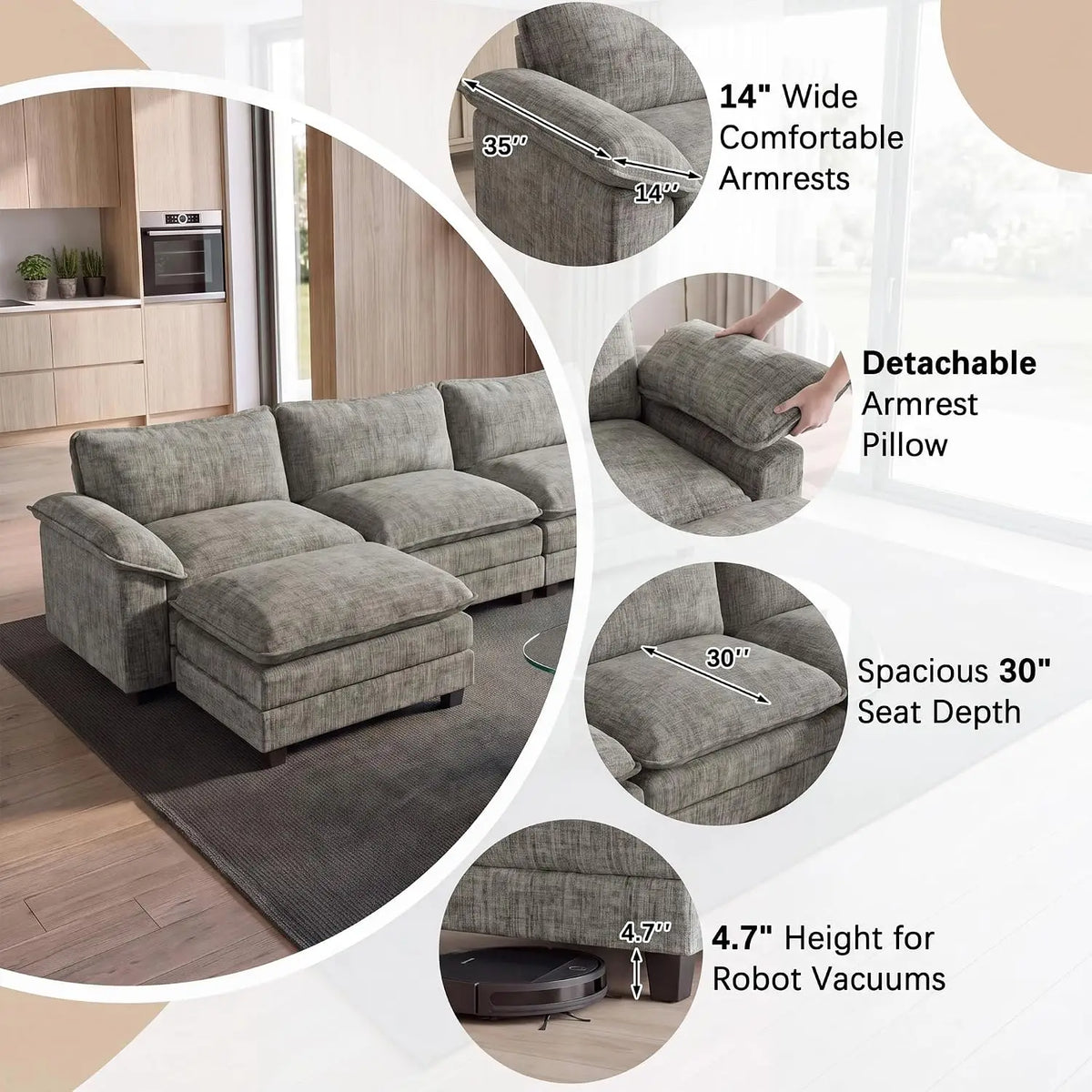 Harper Modular Corner Sofa with Ottoman