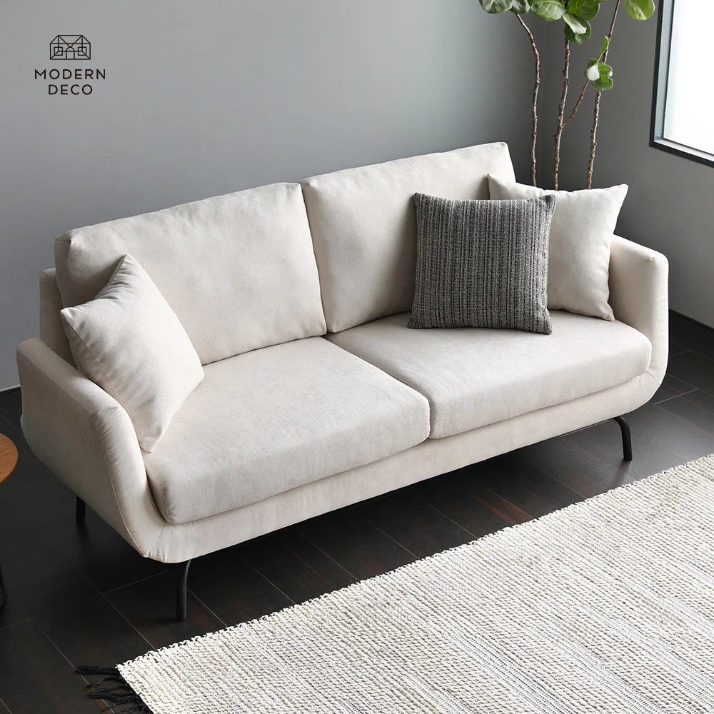 Mila Contemporary 2-Seater Sofa – Ivory